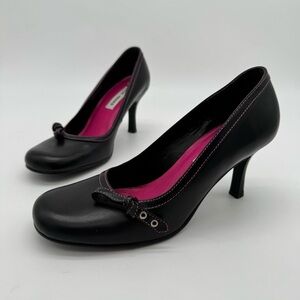 Steve Madden Glare Black Leather Heel Pump Size 8 B